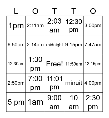 French Time 8th grade majors Bingo Card