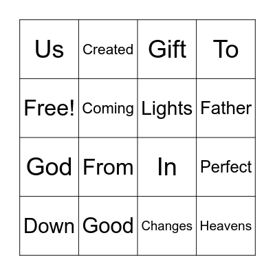 James 1:17 Bingo Card