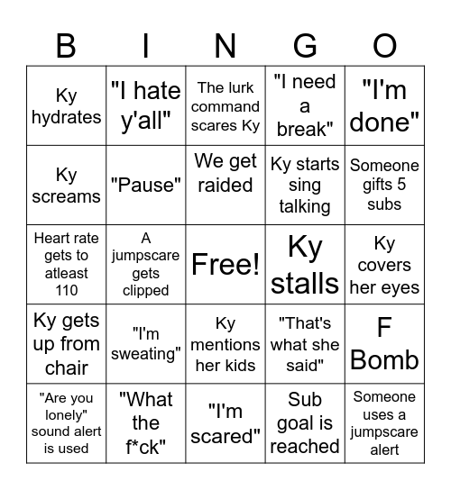 KyinRealLife Community Spooky Bingo Card
