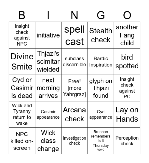 Some of These Items in Thjazi's Will Seem Real Dangerous [Critical Role 4.02] Bingo Card