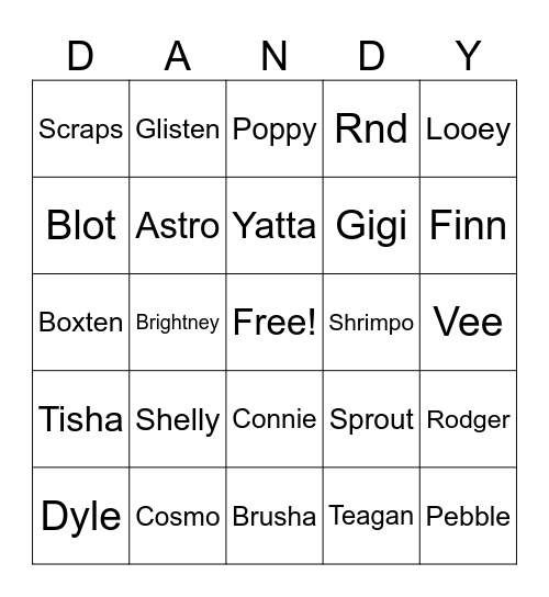 Dandys world twisteds Bingo Card