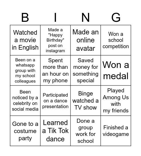 I have already... Bingo Card