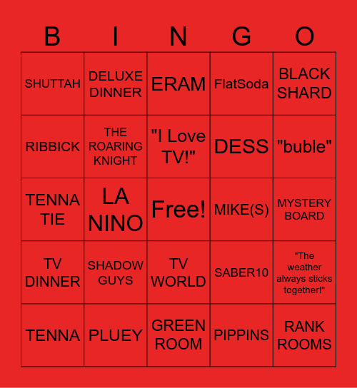 CHAPTER 3: TV WORLD. Bingo Card