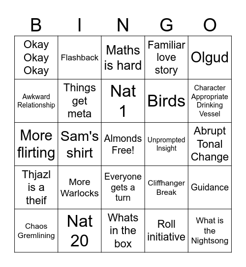 Critical Roll C4E2 Bingo Card