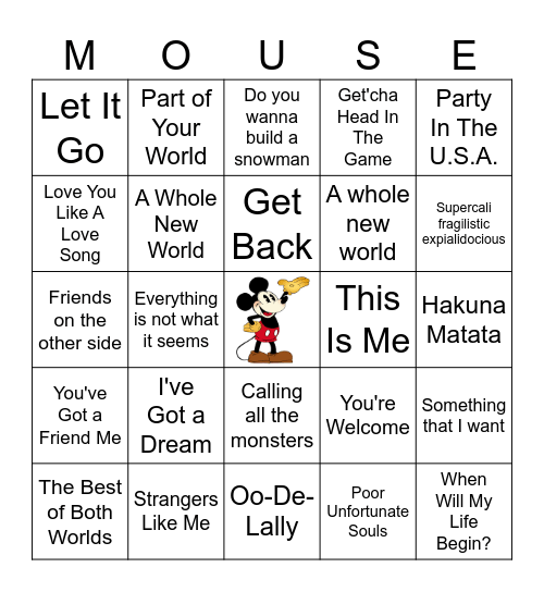 Disney Bingo Card