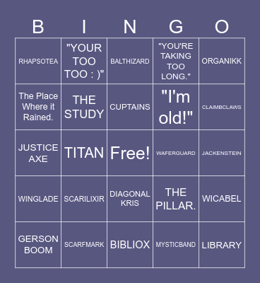 CHAPTER 4: PROPHECY Bingo Card