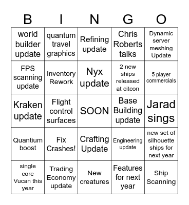 Star Citizen Bingo Card
