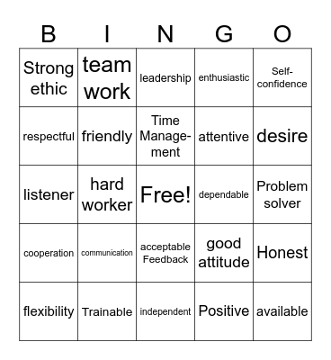 Soft Skills Bingo Card