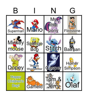 Cartoon Bingo Card