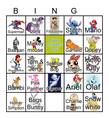 Cartoon Bingo Card