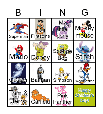 Cartoon Bingo Card