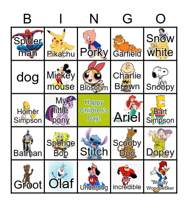 Cartoon Bingo Card