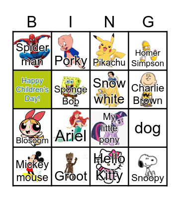 Cartoon Bingo Card