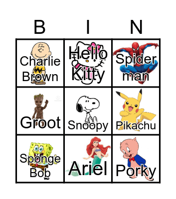 Cartoon Bingo Card
