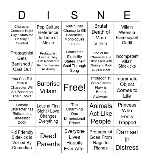 Disney Cliché BINGO Card