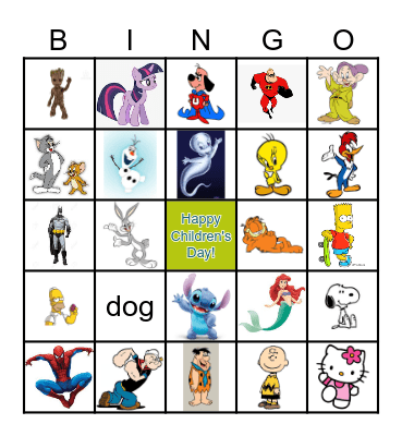Cartoon Bingo Card