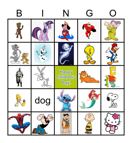 Cartoon Bingo Card