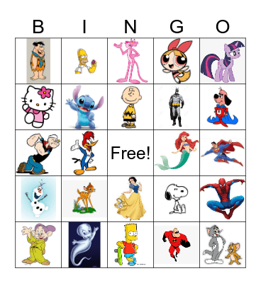 Cartoon Characters Bingo Card