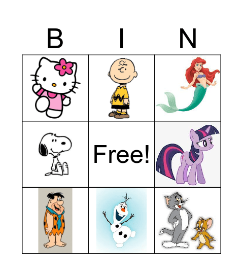 Cartoon Characters Bingo Card