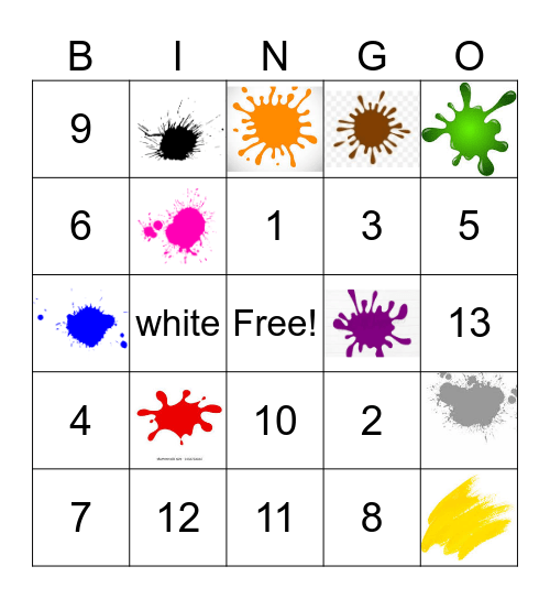 colors Bingo Card