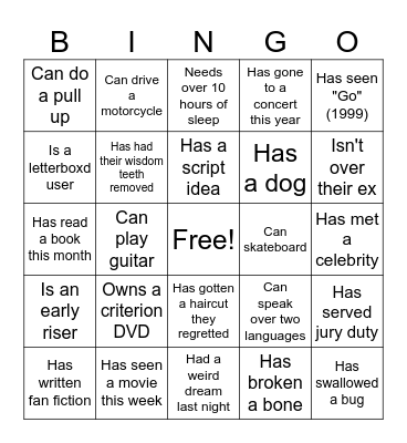 Find someone who... Bingo Card