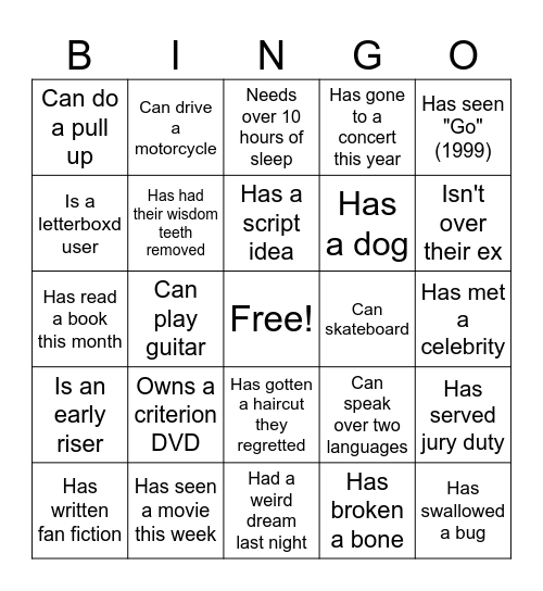Find someone who... Bingo Card