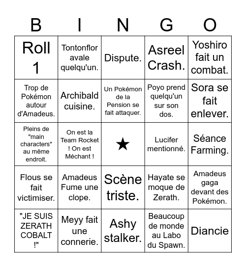 Pokemon RP Bingo 1. Bingo Card