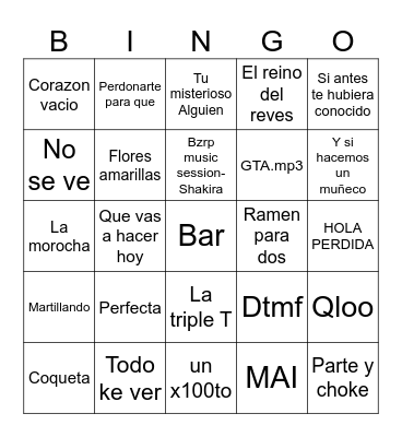 Bingo musical Bingo Card