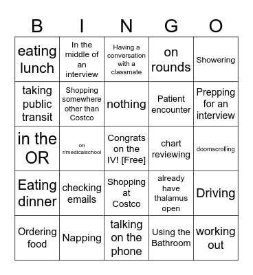 What were you doing when you got an interview invite? Bingo Card