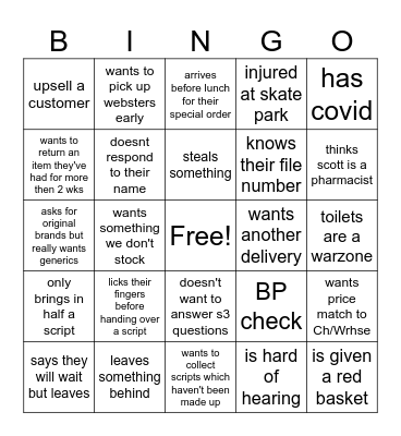 Customer Bingo Card