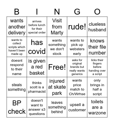 Customer Bingo Card