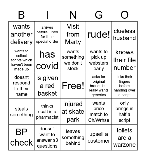 Customer Bingo Card