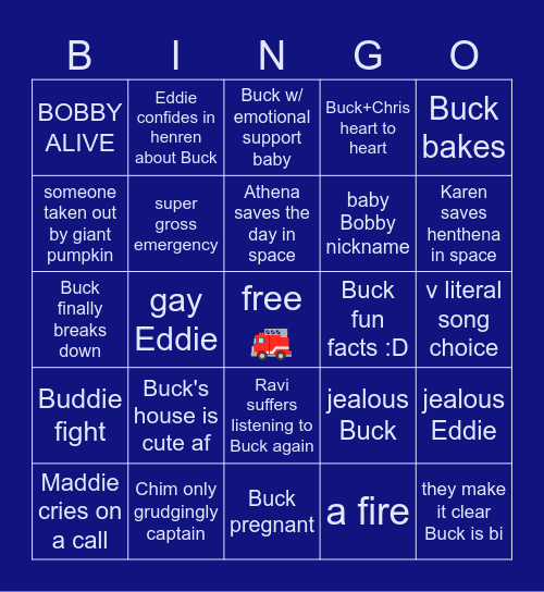 911 Season 9 Bingo Card