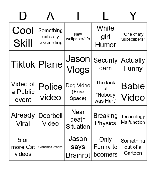 Daily Dose of Internet Bingo Card