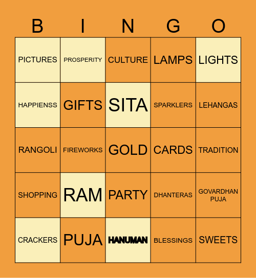 DIWALI Bingo Card