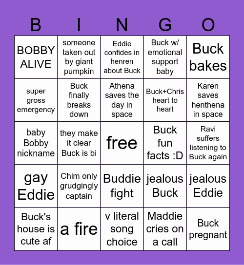 911 Season 9 Bingo Card