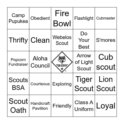 Cuboree Aloha Adventure BINGO Card