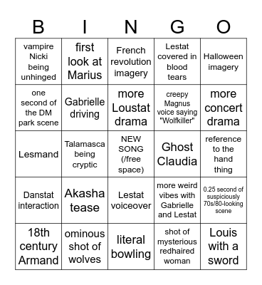 TVL TEASER BINGO Card