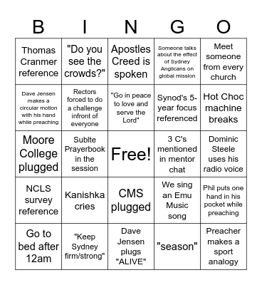 SFK 25 Bingo Card