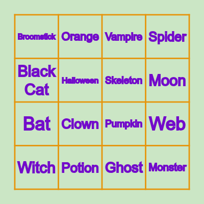 Halloween Bingo Card