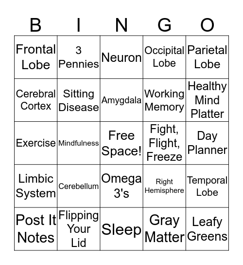 BRAIN BINGO Card