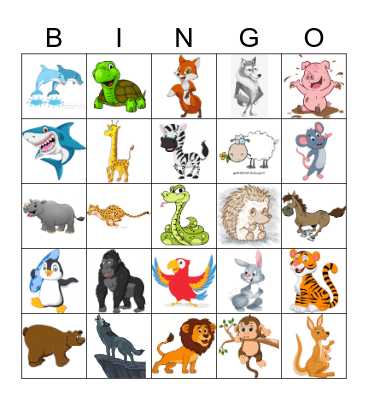 ZOO ANIMALS Bingo Card