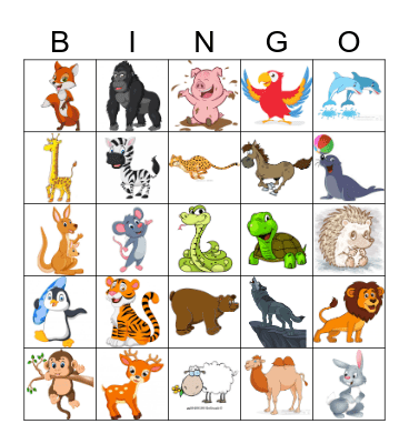 ZOO ANIMALS Bingo Card
