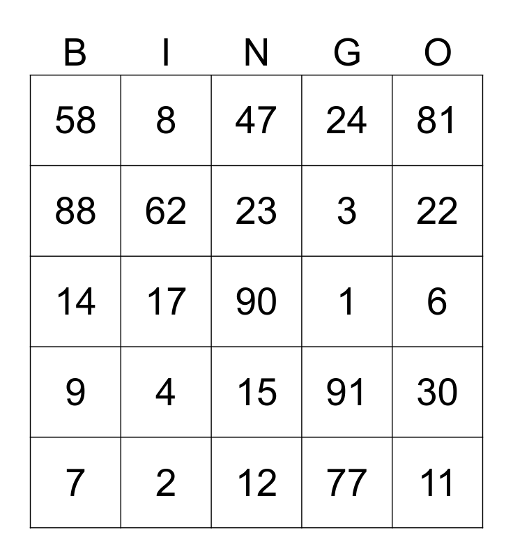 Roll on the weekend Bingo Sesh! Bingo Card