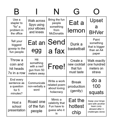 Chaos bingo idea Bingo Card