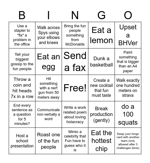 Chaos bingo idea Bingo Card