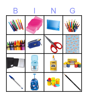 SCHOOL SUPPLIES Bingo Card