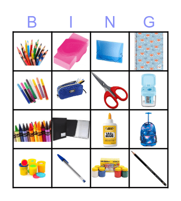 SCHOOL SUPPLIES Bingo Card