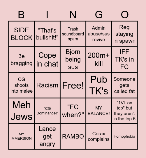 OCE Holdfast BINGO vol 2 Bingo Card