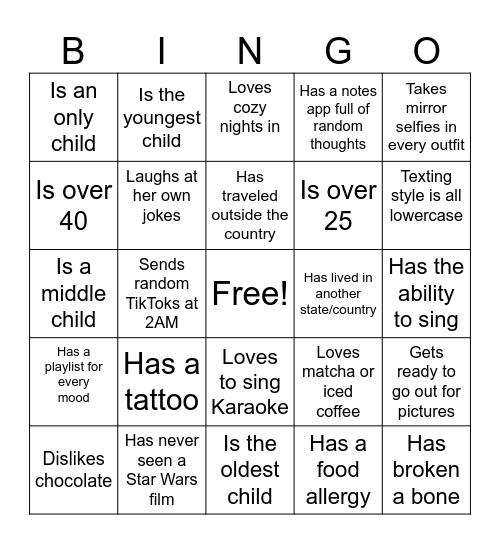 Ice Breaker! Bingo Card